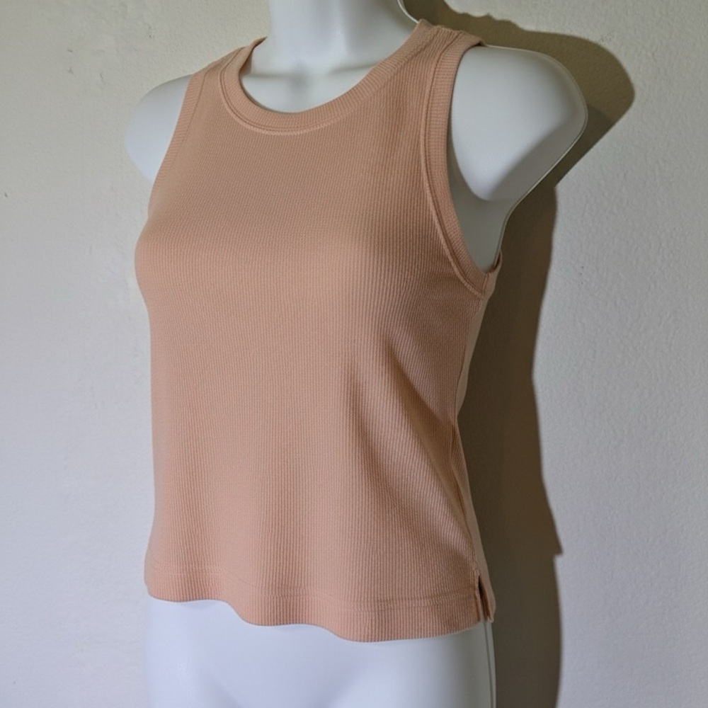 Peach Sleeveless Ribbed Top